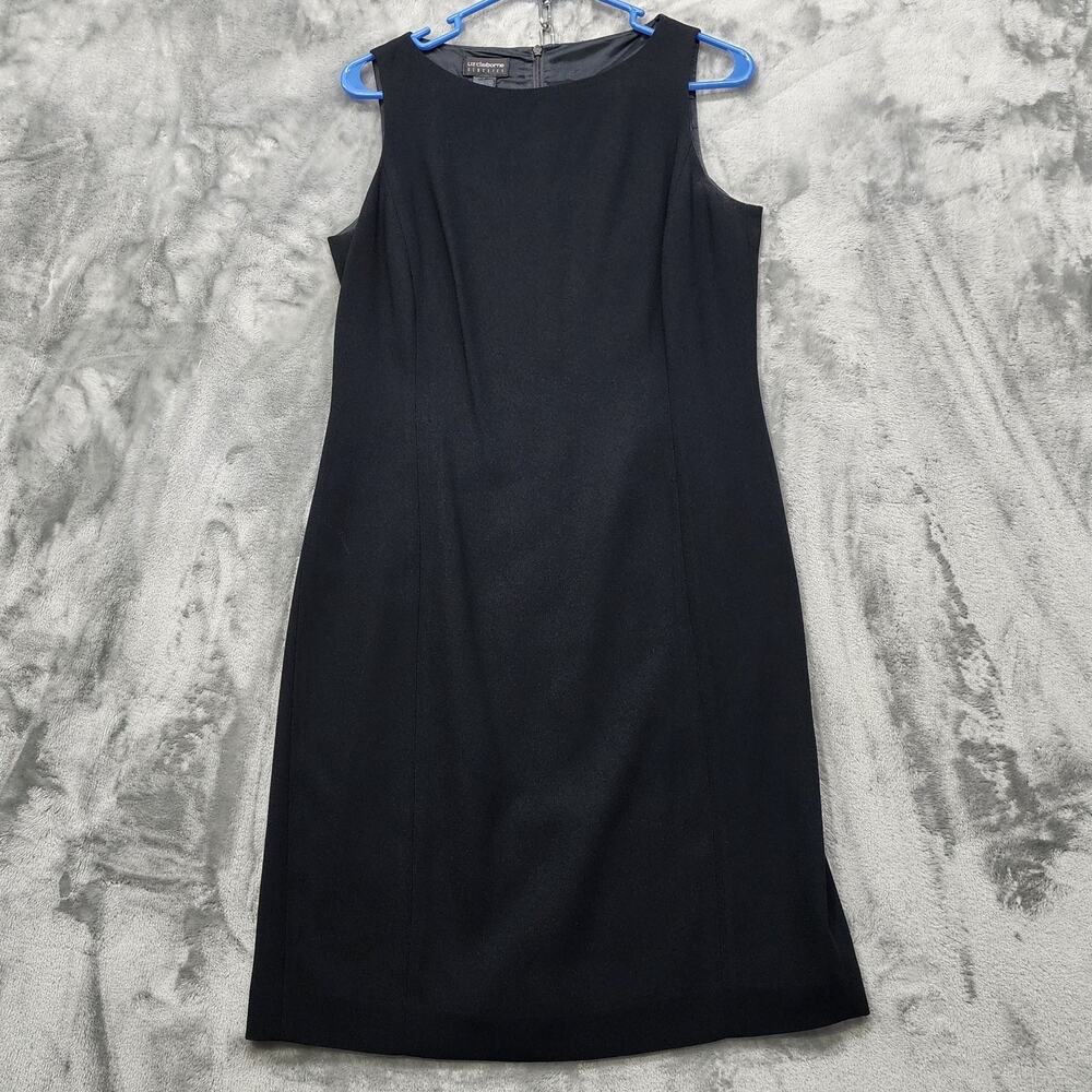 Vintage Liz Claiborne Dress Womens 8 Black Sleeveless Sheath LBD Glam Party